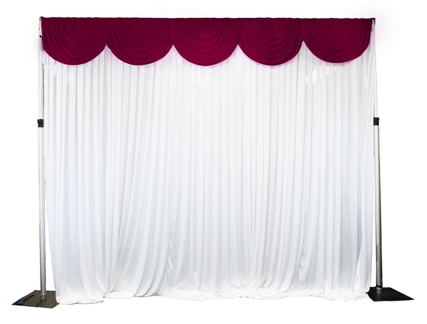 Ice Silk Satin 3m Swag  - Burgundy Fitted To Ice Silk Satin Backdrop