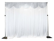 Ice Silk Satin 3m Swag  - Silver Fitted To Ice Silk Satin Backdrop