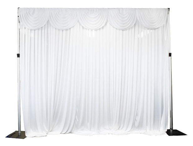 Ice Silk Satin 3m Swag  - White Fitted To Ice Silk Satin Backdrop