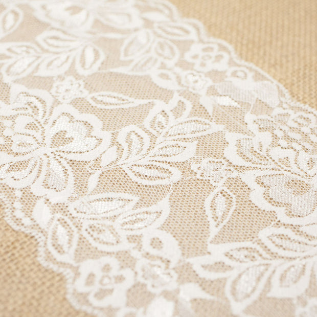 Hessian and Lace Table Runner (centre lace) 30cm x 275cm