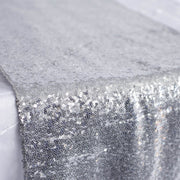 Sequin Table Runner - Silver Close Up