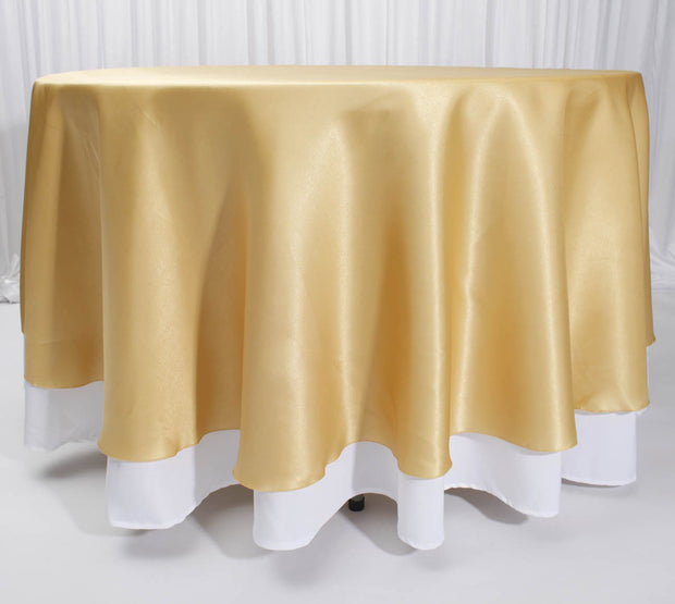 Gold Round Satin Tablecloth Overlay (230cm) On Tablecloth