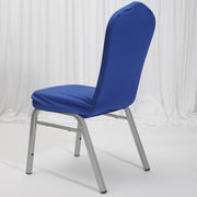 Lycra Chair Covers (Toppers) - Royal Blue Back On Dining Chair