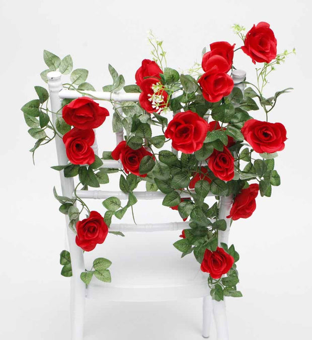 Artificial Red Rose Bouquet on Tiffany Chair Back