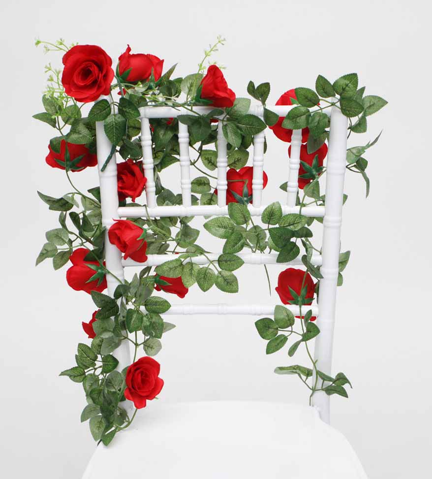 Artificial Red Rose Bouquet on Tiffany Chair