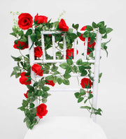 Artificial Red Rose Bouquet on Tiffany Chair