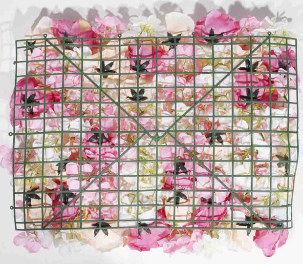 Flower Wall - Rose & Hydrangea (Pink, White, Peach) Backing