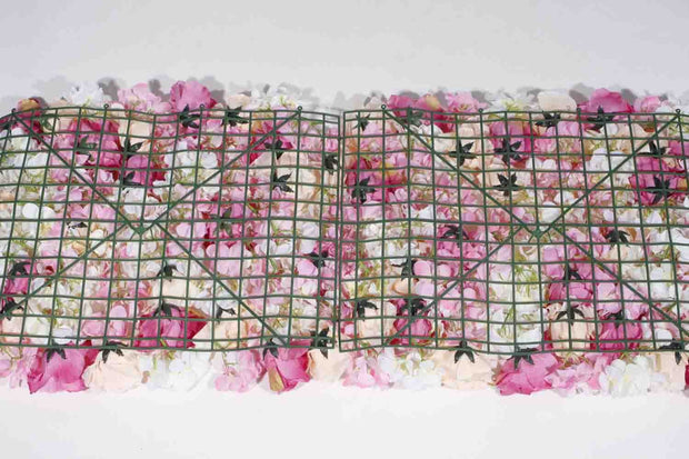 Flower Wall - Rose & Hydrangea (Pink, White, Peach) Backing Assembled
