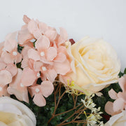PREMIUM Flower Wall - Peony, Rose, Hydrangea & Box Hedge (Blush Pink, Peach, Cream, Green) Close Up 3