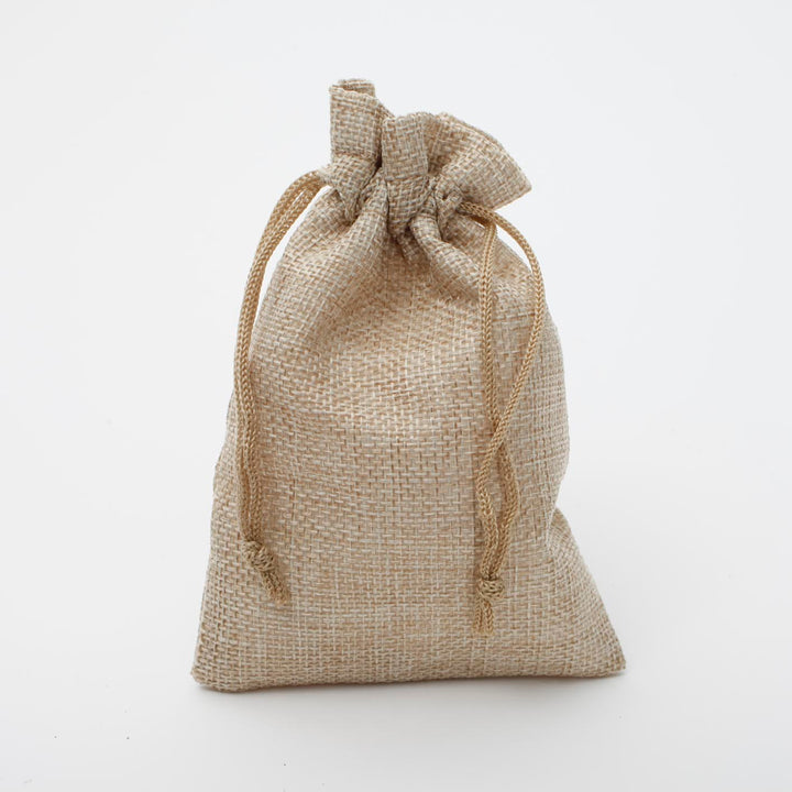 Faux Hessian Favour Bag - Beige - 10x14cm