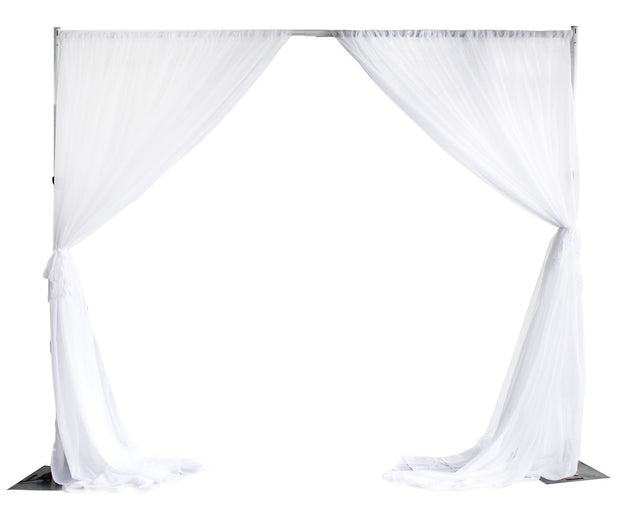White Chiffon Backdrop Curtain 3mx3m with Centre Split and Ties