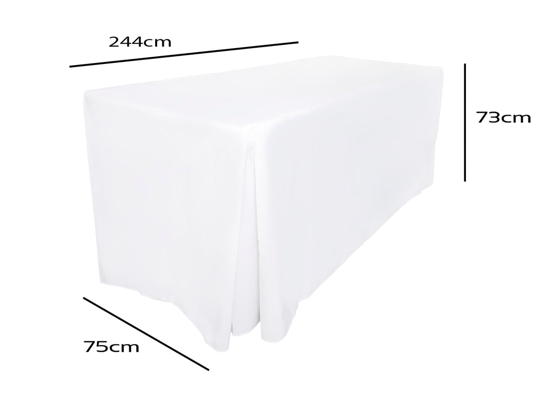 White Fitted Tablecloth (8ft) Dimensions