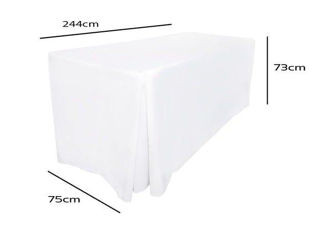 White Fitted Tablecloth (8ft) Dimensions