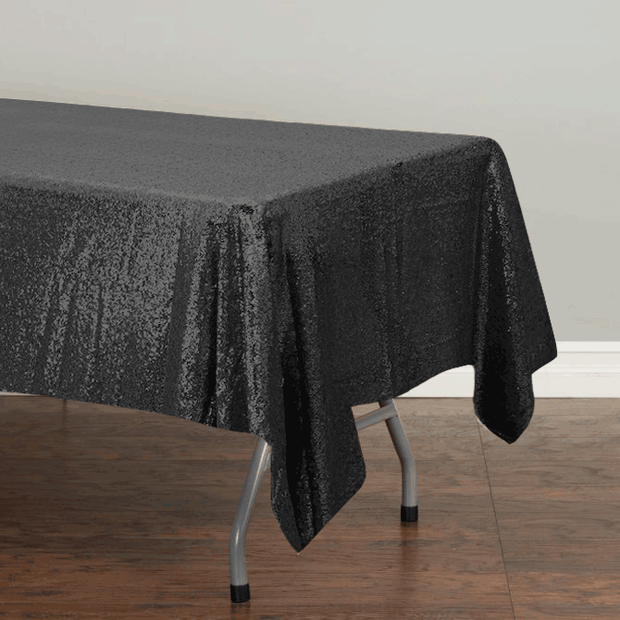 Black Sequin Tablecloth 125x240cm
