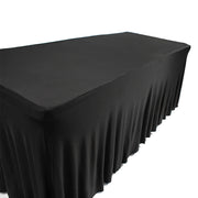 Black Lycra Fitted Tablecloth with Skirting for 6ft Trestle Tables Side