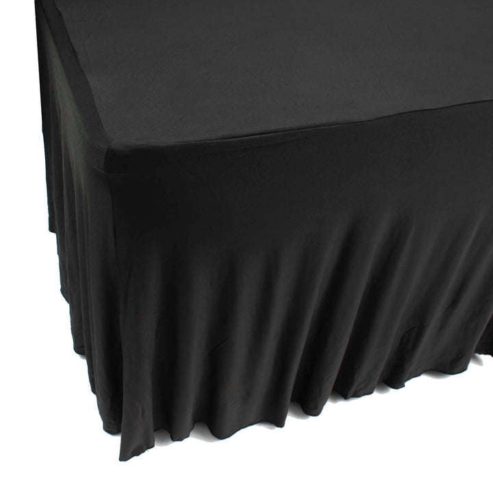 Black Lycra Fitted Tablecloth with Skirting for 6ft Trestle Tables Back