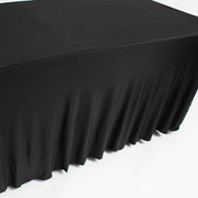 Black Lycra Fitted Tablecloth with Skirting for 6ft Trestle Tables Pleats