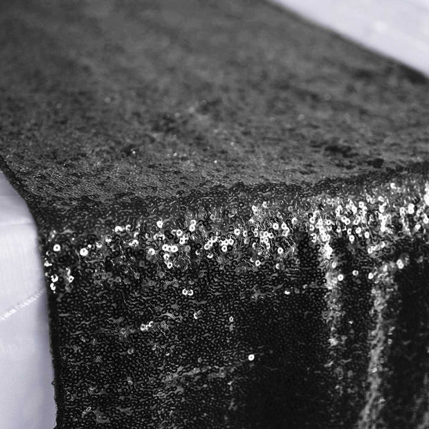 Sequin Table Runner - Black Close Up