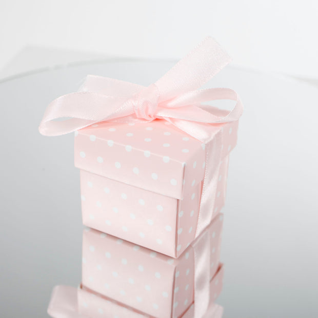 Pack of 50 Favour Bomboniere Box - Light Pink White Dot