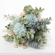 Mixed Artificial Flower Bouquet (10cm heads) - Soft Blues - Twine Wrap