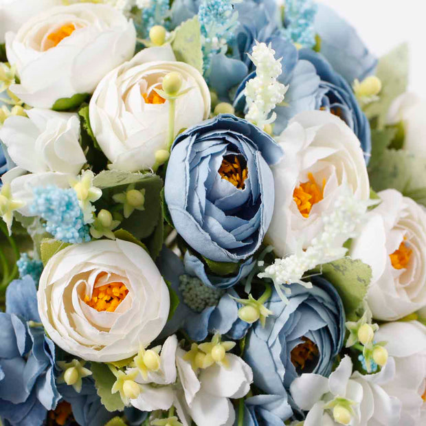 Mixed flower bouquet of Dusty Blue & white roses