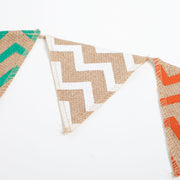 Hessian Bunting - Party Bunting Zig Zag Pattern Close white