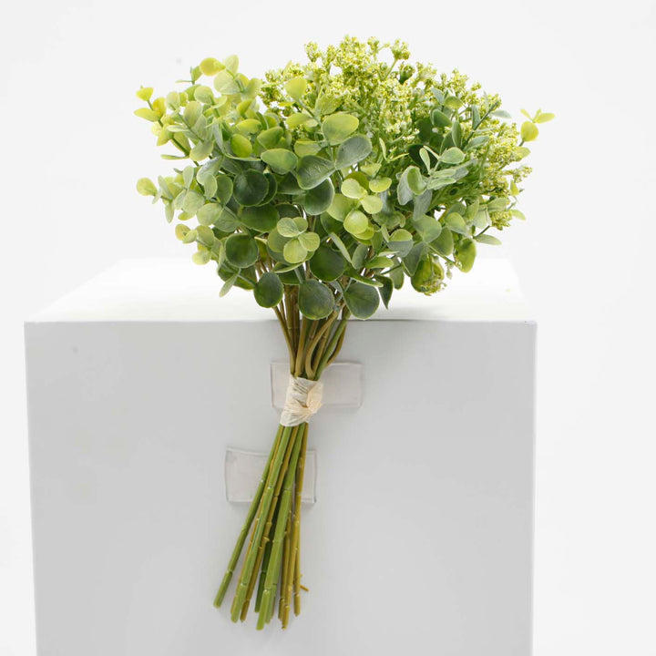 CLEARANCE Artificial Baby's Breath Silver Dollar Small Flower Bouquet  - Yellow - Spray Style