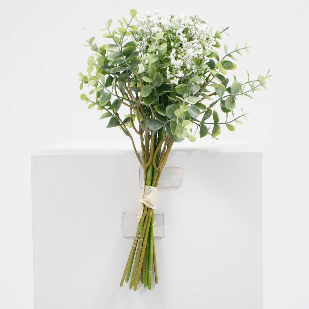 Artificial Baby's Breath Silver Dollar Small Flower Filler Bouquet  - White - Spray Style