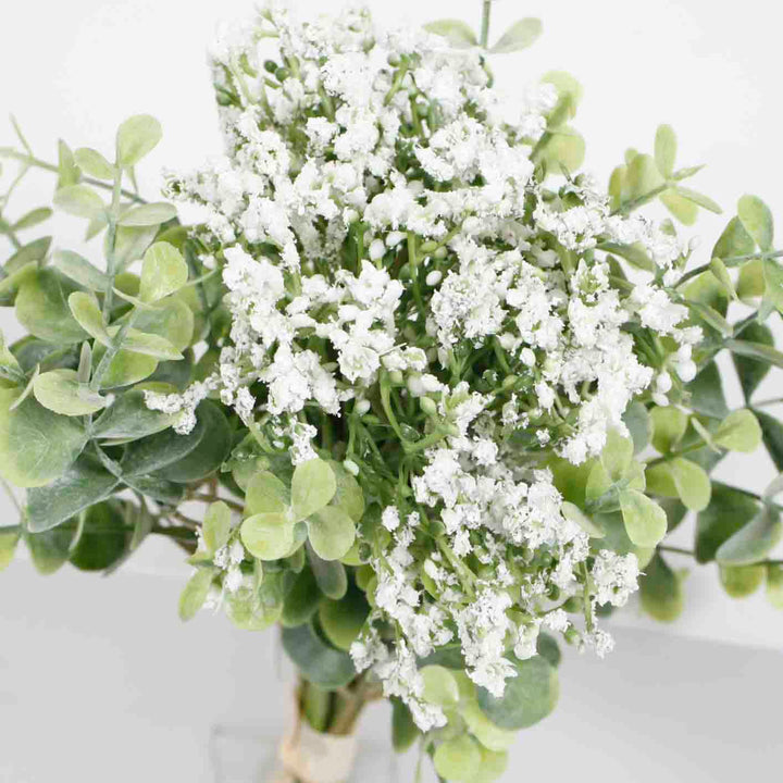 Artificial Baby's Breath Silver Dollar Small Flower Filler Bouquet  - White - Spray Style