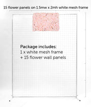 Blush Hydrangea Flower Wall + White Mesh Frame Freestanding COMBO - (2m x 1.5m) *BEST VALUE* details 2
