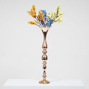 Gold Candlestick Pedestal Candelabra and Centrepiece Vase - (58cm Tall) with flowers
