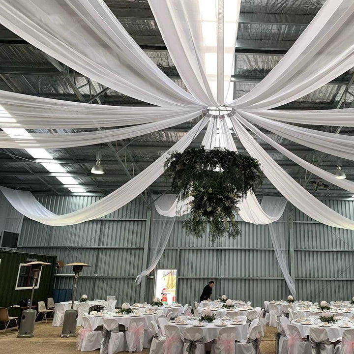 Silver Ceiling Drape - Ice Silk Satin (10m) Example 1