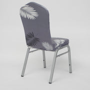 Lycra Chair Covers (Toppers) - Grey With Palm Leaf Pattern Back