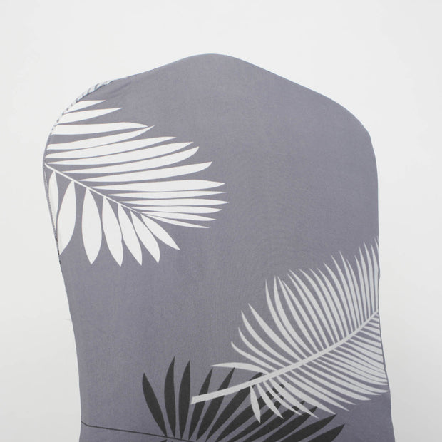 Lycra Chair Covers (Toppers) - Grey With Palm Leaf Pattern Back