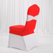 Lycra Chair Covers (Toppers) - Bright Red With Lace Band