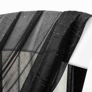 Black Chiffon Fabric with Glitter 1.5mx25m, close up 