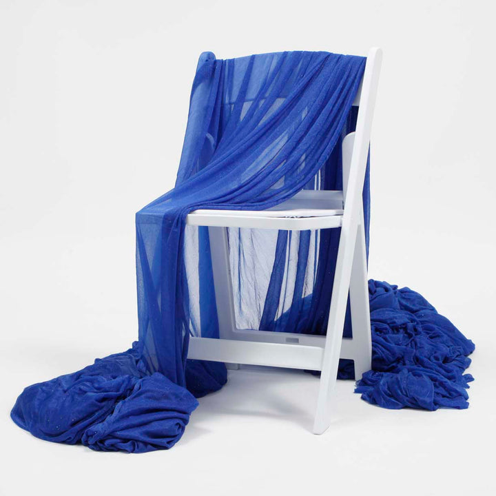 Royal Blue Chiffon Fabric with Glitter 1.5mx30m - (Sheer Stretch Crepe Chiffon)