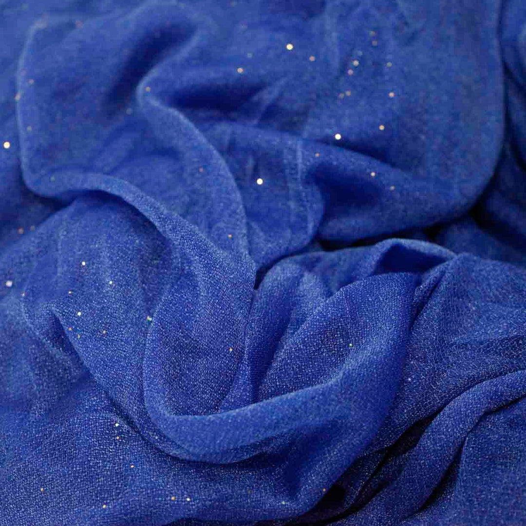 Royal Blue Chiffon Fabric with Glitter 1.5mx25m - (Sheer Stretch Crepe Chiffon)