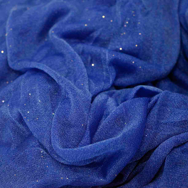 Royal Blue Chiffon Fabric with Glitter 1.5mx30m - (Sheer Stretch Crepe Chiffon)