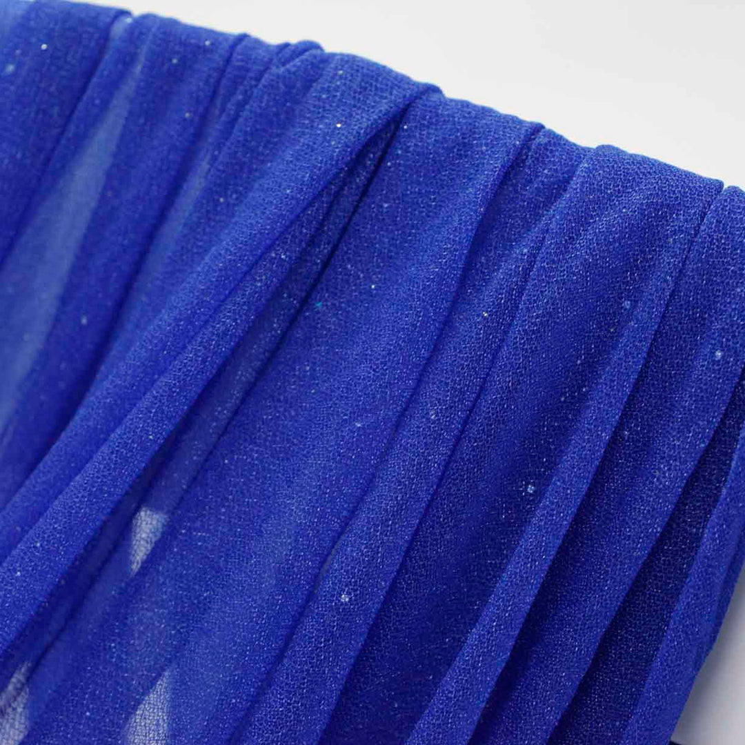 Royal Blue Chiffon Fabric with Glitter 1.5mx25m - (Sheer Stretch Crepe Chiffon)