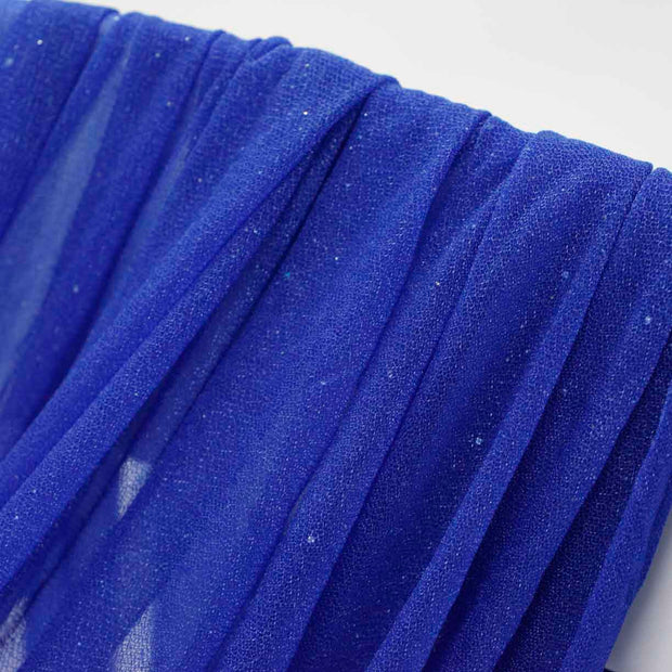 Royal Blue Chiffon Fabric with Glitter 1.5mx25m - (Sheer Stretch Crepe Chiffon)
