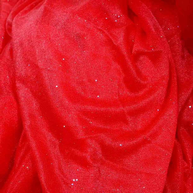 Red Chiffon Fabric with Glitter 1.5mx25m - (Sheer Stretch Crepe Chiffon)