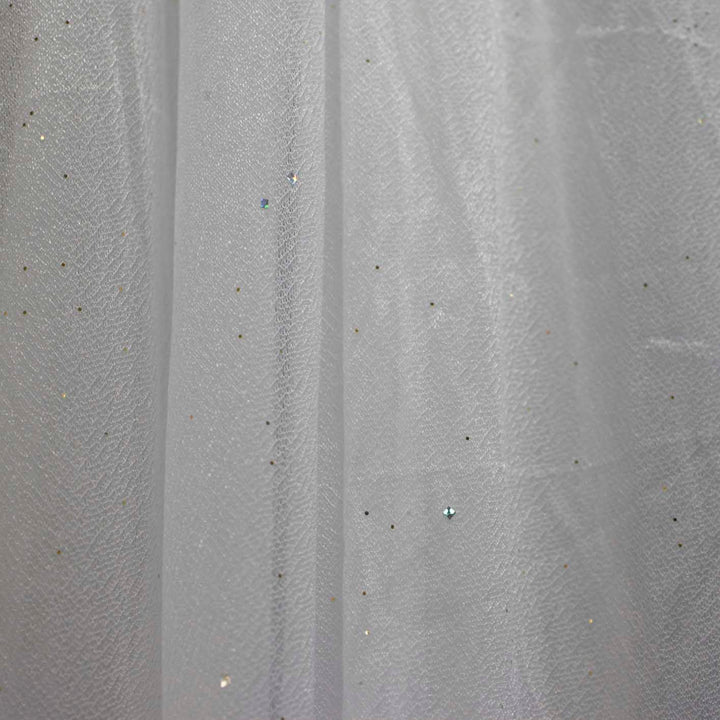 White Beauty Backdrop Curtain With Subtle Glitter Organza with Satin Silk Backing 3mx3m