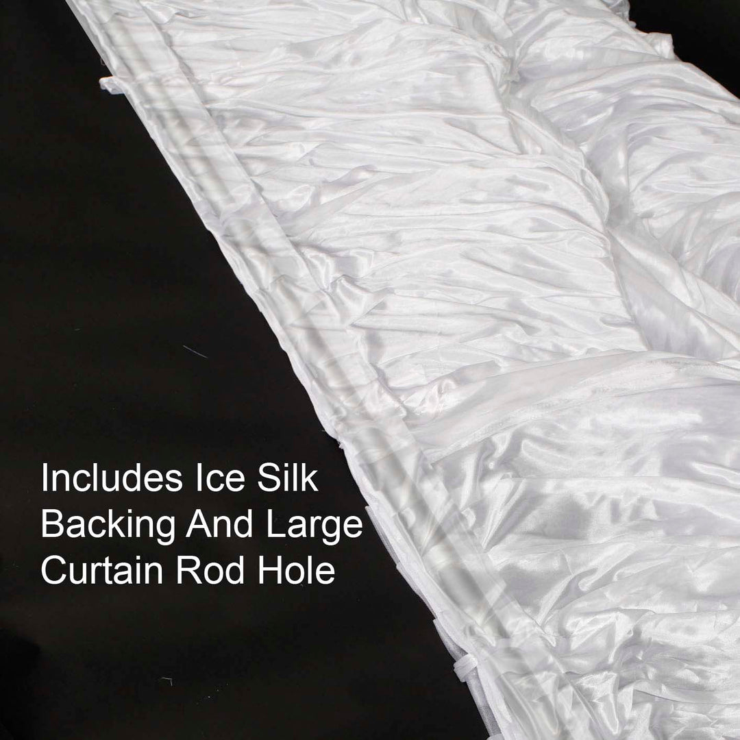 White Beauty Backdrop Curtain With Subtle Glitter Organza with Satin Silk Backing 3mx3m