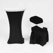White and Black Theme Cocktail Table Cover with White on Black Chair Cover