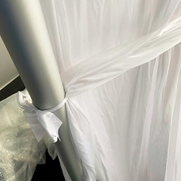 White Ice Silk Satin CROSS DRAPE Backdrop - 3 meters length x 3 meters high
