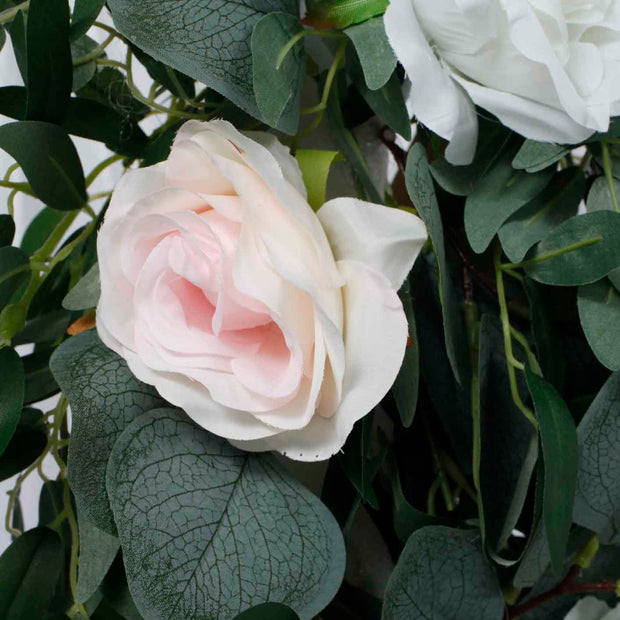 2pc Premium Corner Floral Greenery Garland - Rose and Eucalyptus