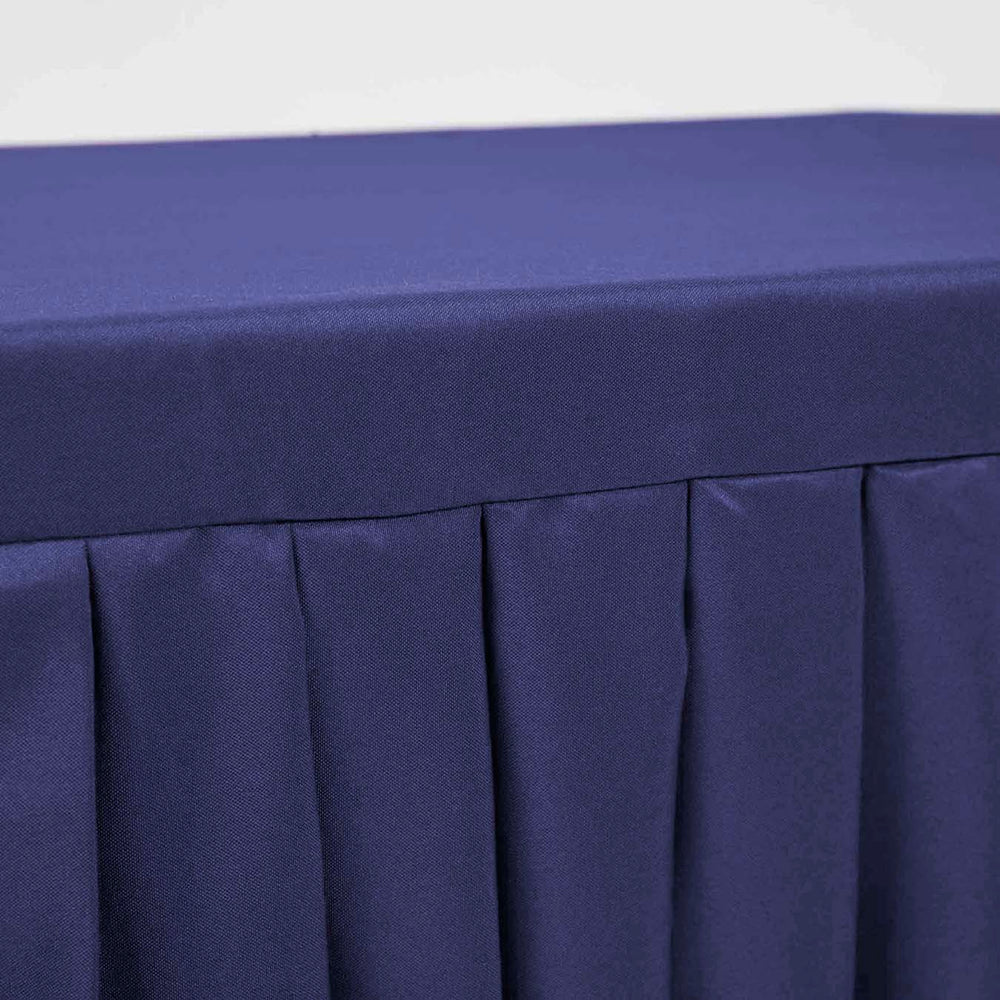 Navy Fitted Tablecloth with Pleated Table Skirting for 6ft Trestle Tables Close Up 