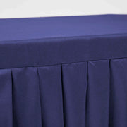 Navy Fitted Tablecloth with Pleated Table Skirting for 6ft Trestle Tables Close Up 