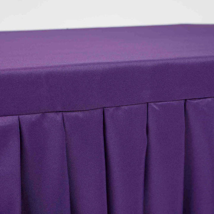 Purple Fitted Tablecloth with Pleated Table Skirting for 6ft Trestle Tables Close Up 